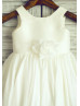 Ivory Taffeta Flower Girl Dress With Flower Sash